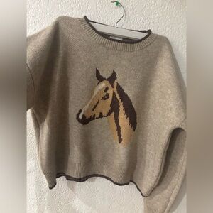 Elegant Beige Horse Sweater